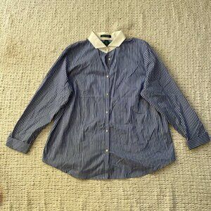 Ralph Lauren Blue Striped Button Down Shirt - Size 1X